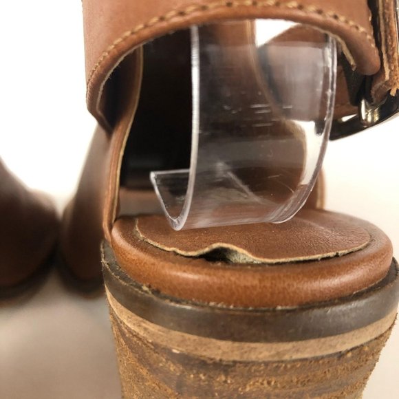 Steve Madden Talento Tan Leather Block Heels Sz 6 - Picture 8 of 12